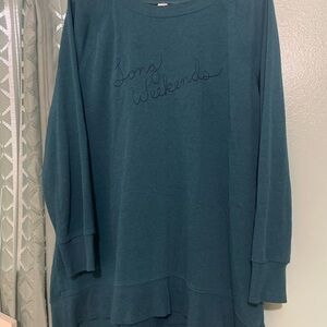 Old navy Long Weekends Embroidered Pullover Top - Teal